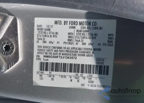 2018 Ford Transit Connect Xlt из США, поврежденный, VIN NM0GS9F72J1363572